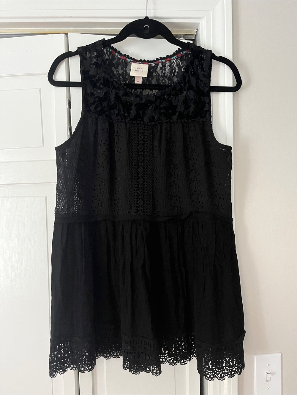 Knox Rose Black Lace & Eyelet Tiered Camisole